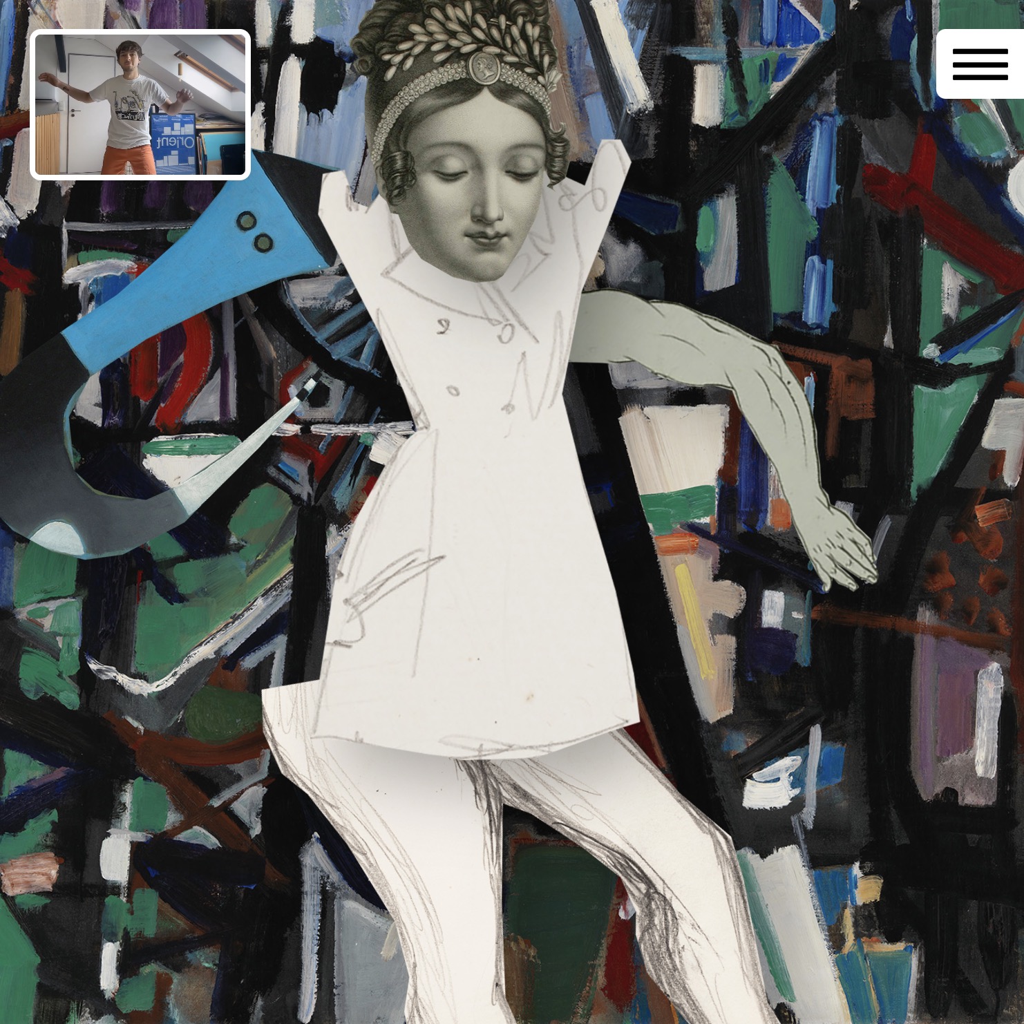 BodyArtLab bodytracking installation with painted classic artworks