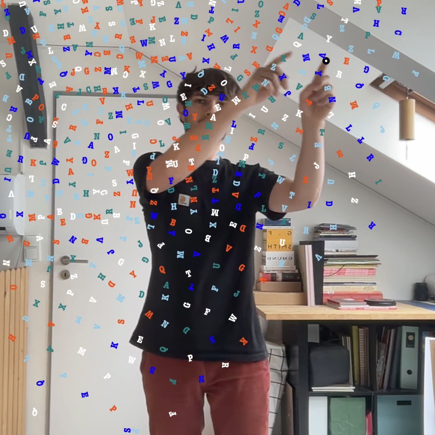 a sea of letters following Nahuels fingers