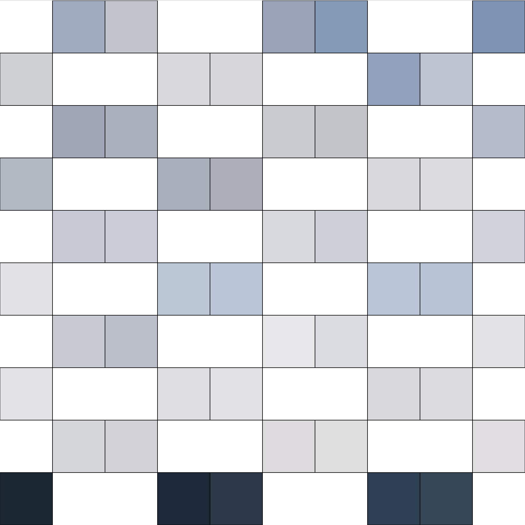 concrete grid in progress, pixel checkerboard separated by white space