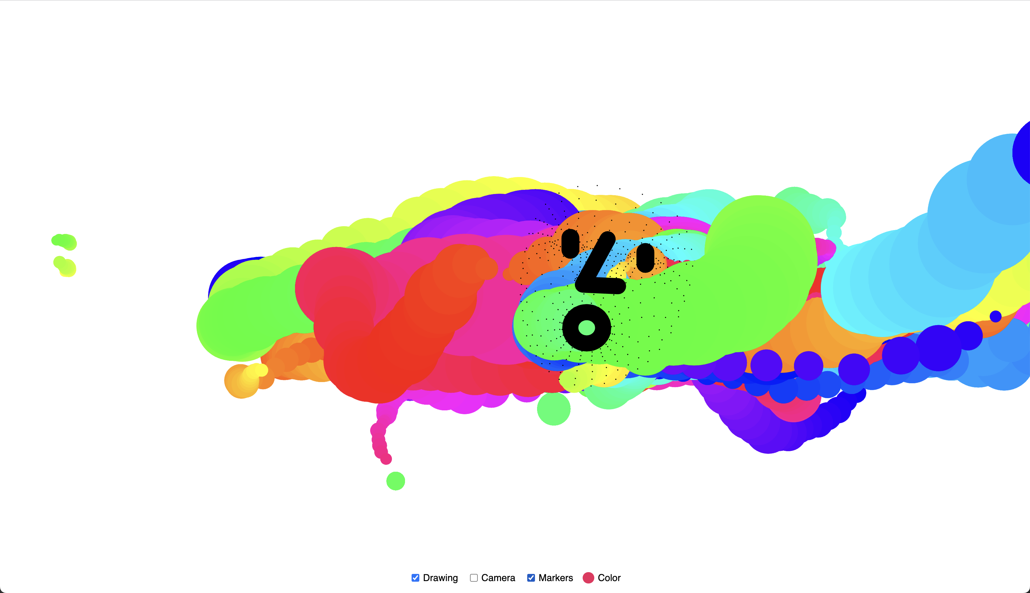 Colorful drawing result of the face painter.