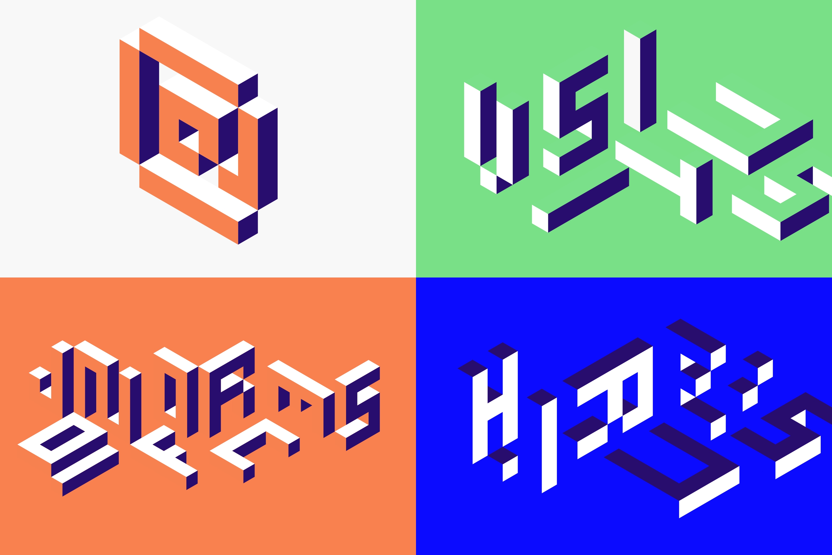 Isometric illustrations generated with the iso type generator.