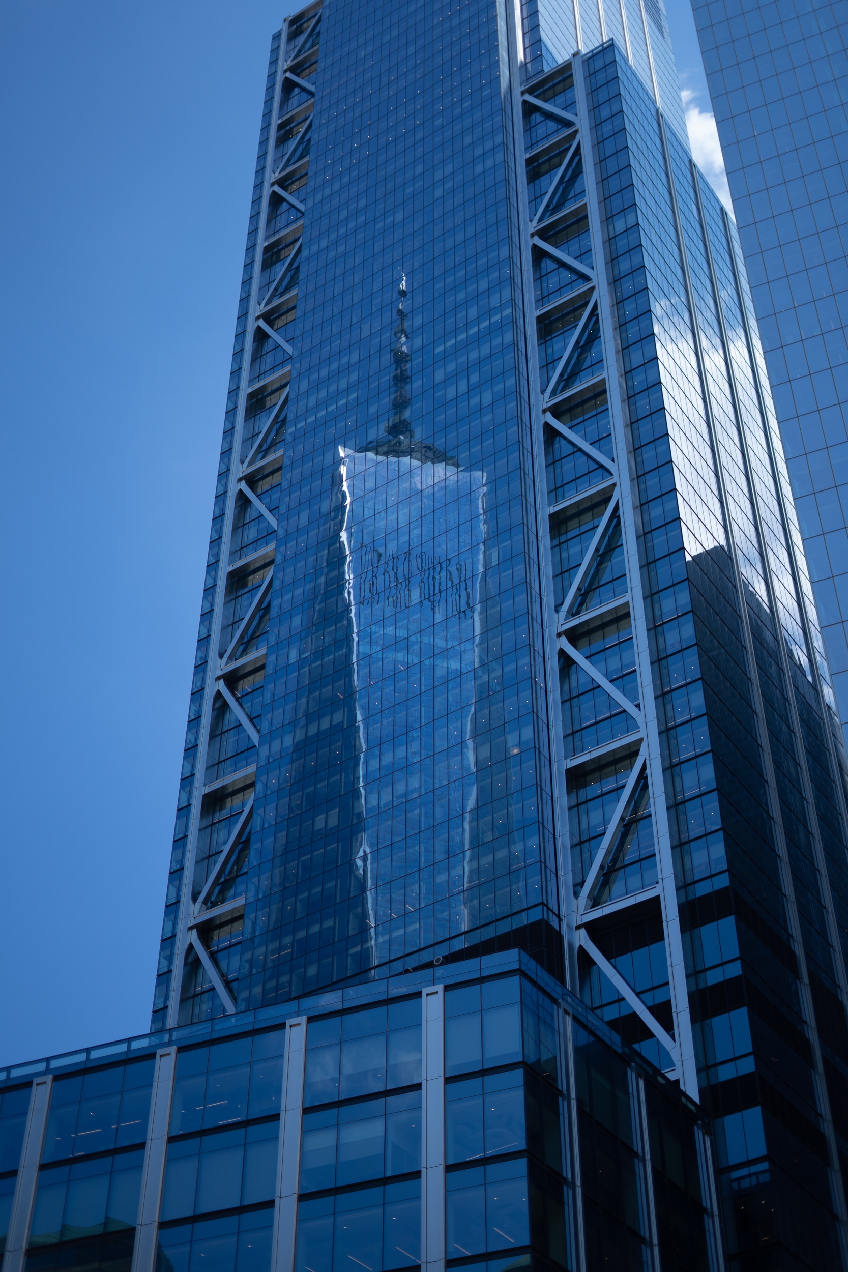 Reflection of a skyscraper in another skyscraper