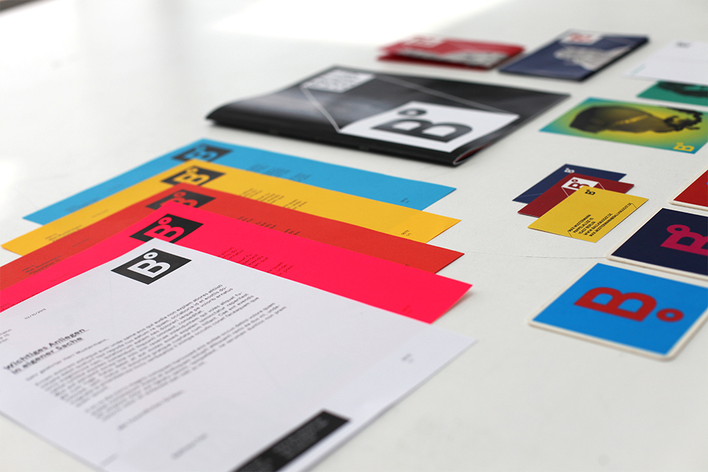 Ballhaus Ost Berlin colorful corporate design focusing on typography, layout and composition.