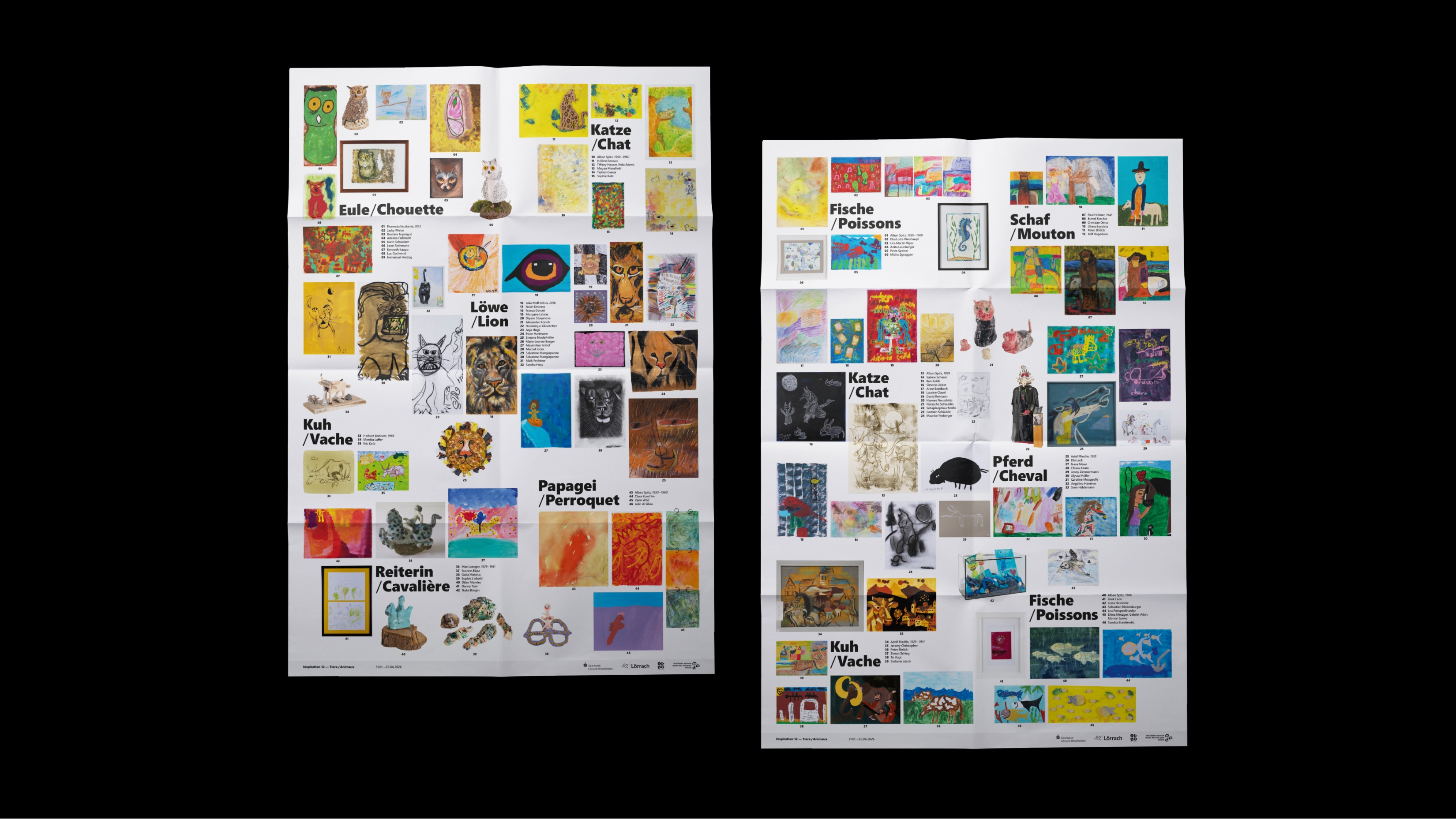 Foldable posters and booklet for Inspiration 12 animaux exhibition