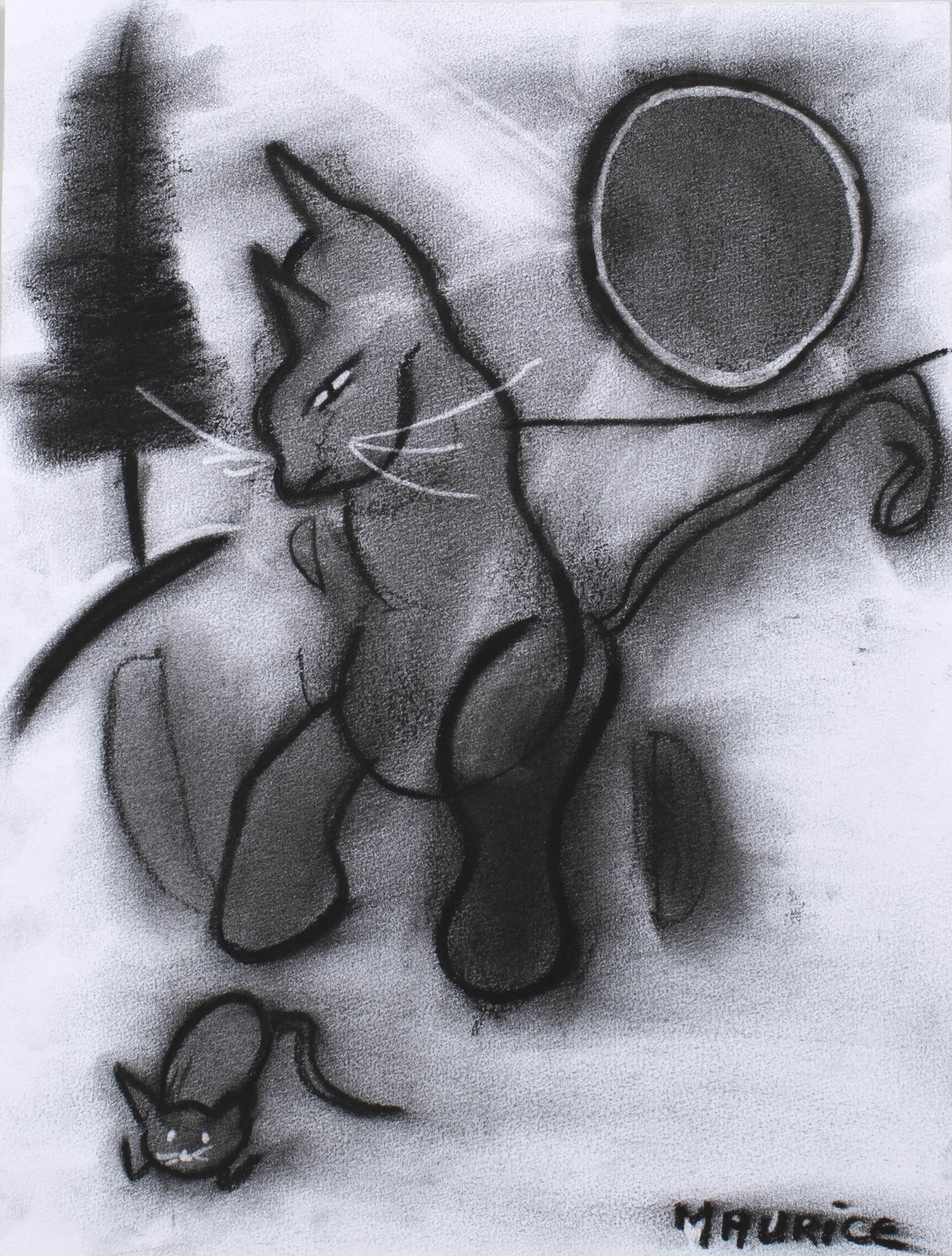 Charcoal cat by Maurice Froberger
