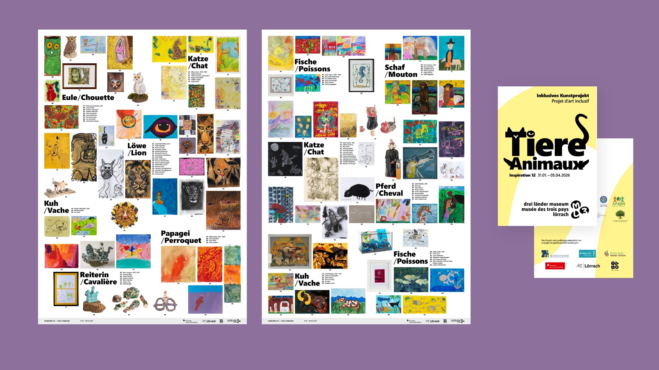 Foldable posters and booklet for Inspiration 12 animaux exhibition