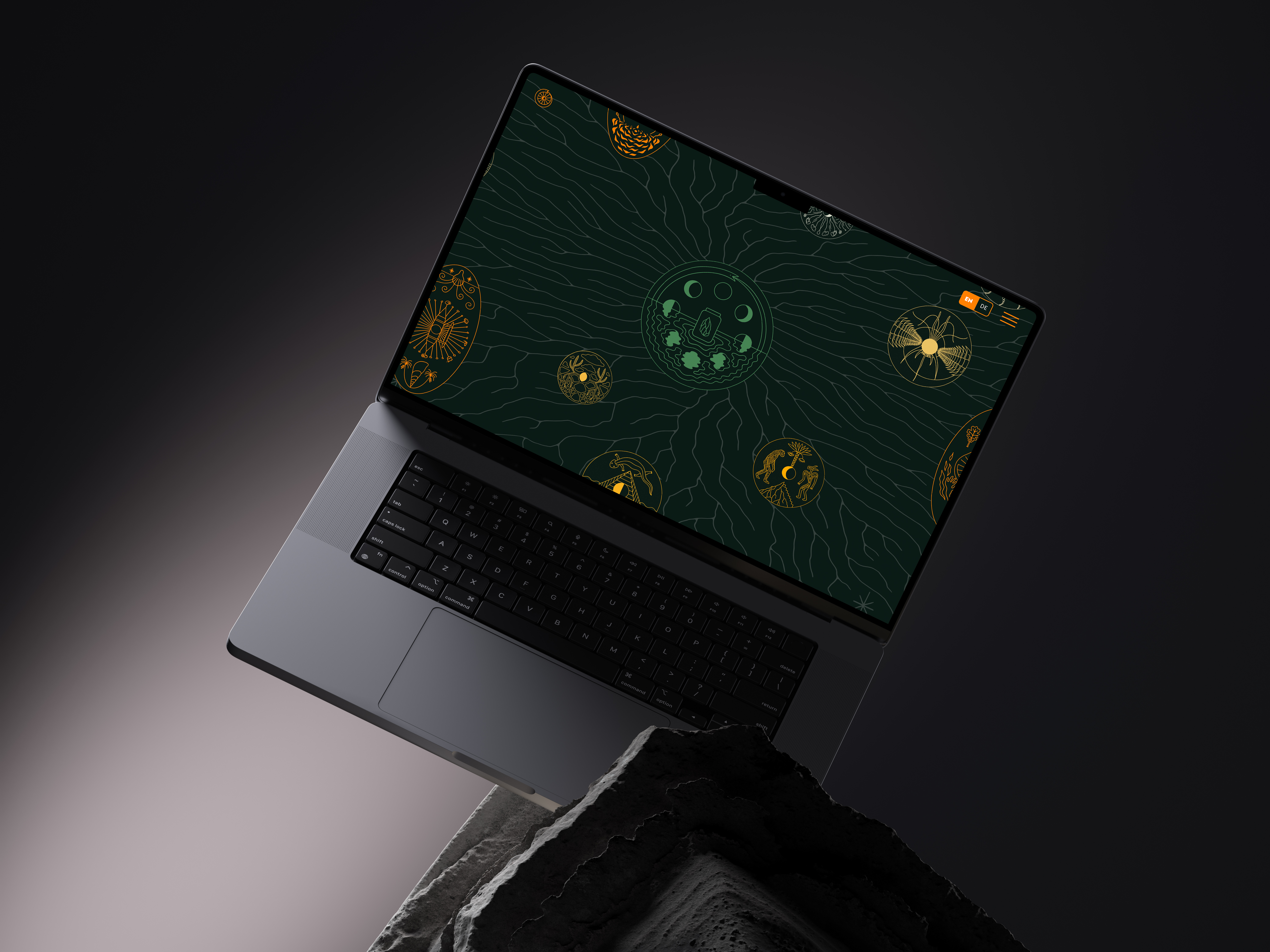 Infinite library landingpage for a virtual reality exhibition by Goethe Institut Tschechien.