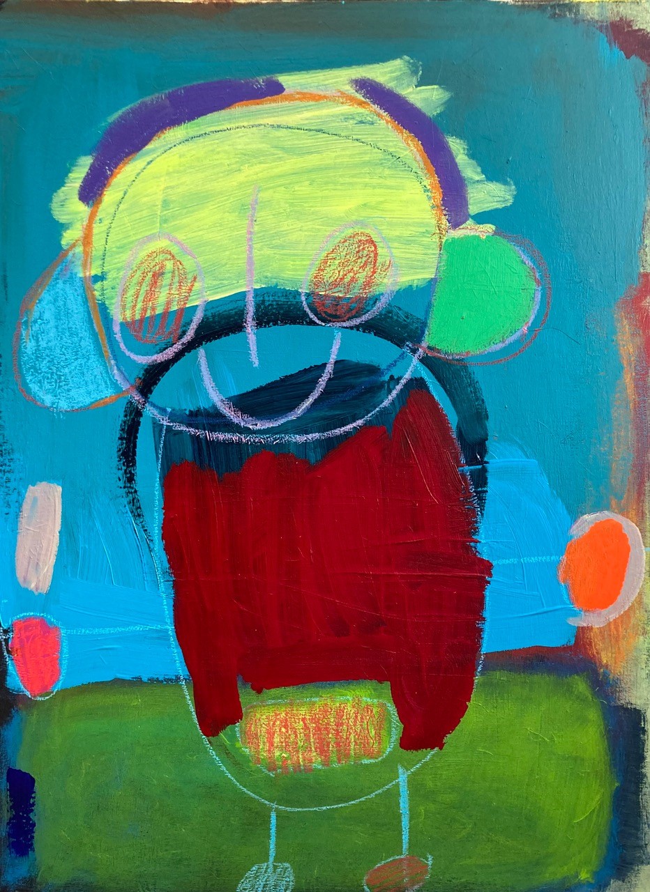 Bunte Illustration auf Postkarte